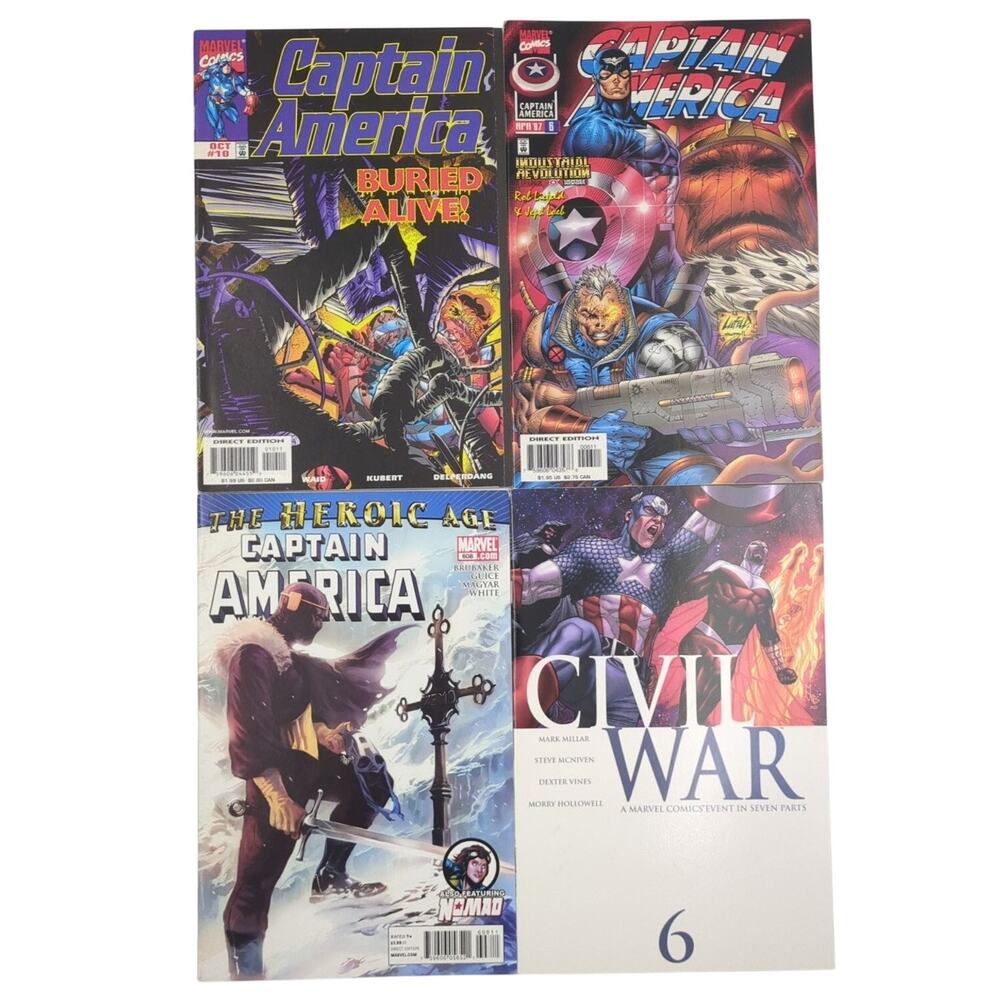 Captain America Comic Book Lot of 4 Civil War #6 Marvel Modern Age Baron Zemo